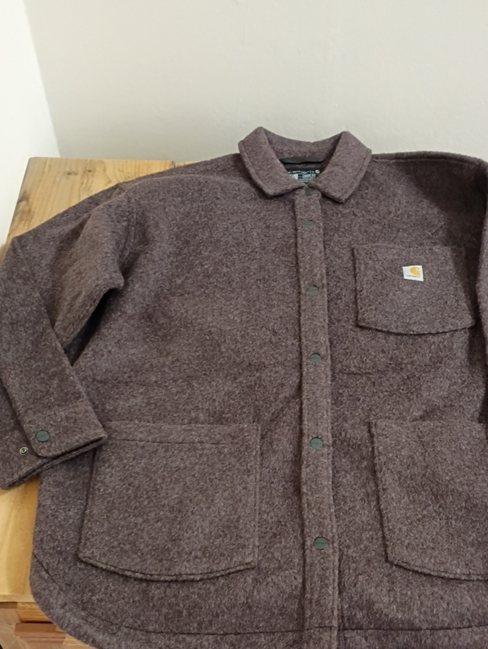 Carhartt Loose Fit Snap Button Front Fleece Shirt Jacket Size XL 16-18 NWOT - Picture 9 of 11